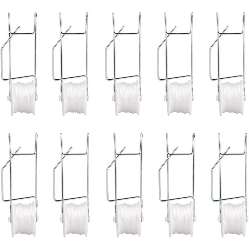 

10Pcs Tomato Support Hooks, Tomato Trellis Roller Hooks with 15M Vine Support String Rope Plant Roller Hooks