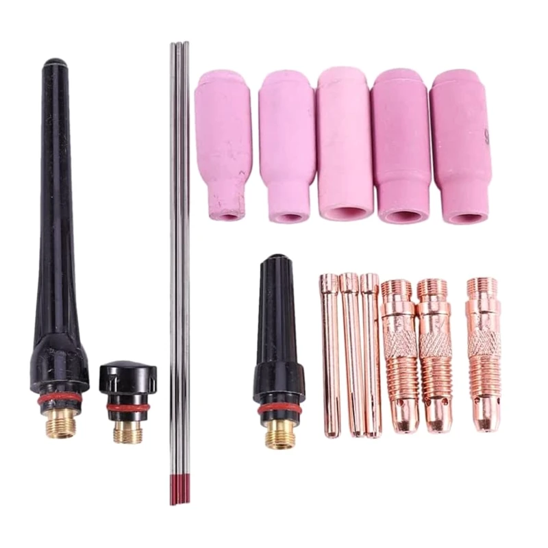 

Welders Welding Torch with Tig Cup/Collet Body Nozzle Kit /Tungsten Electrode Suitable for 17/18/26 Tig Welding Torch Welders W