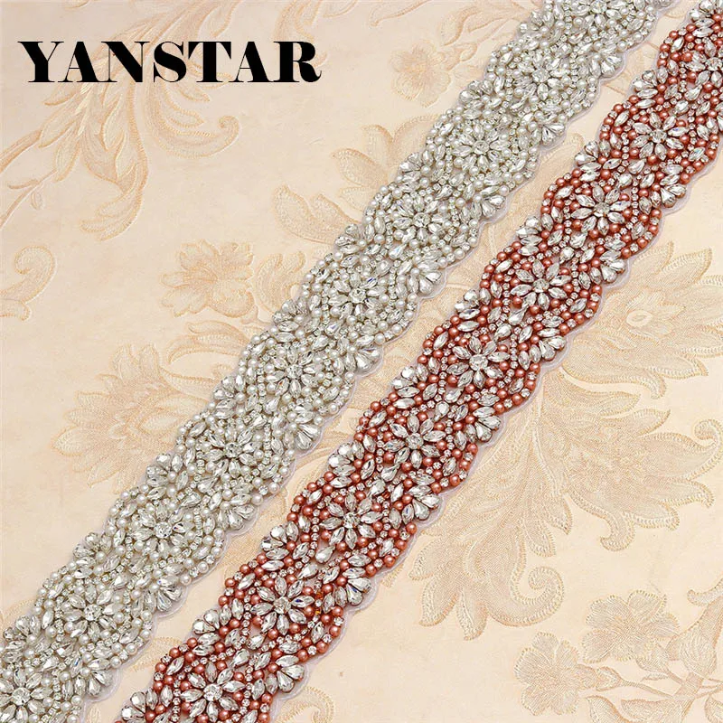 YANSTAR 5 шт. Стразы Аппликации железо для ремни свадебного платья серебро и Роза