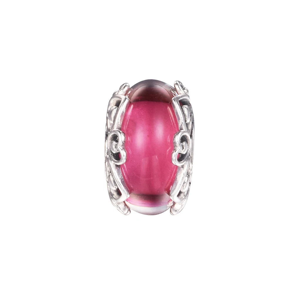 

Fits Europe Bracelet Argent 925 Sterling Silver Reveal Your Love Pink Murano Glass Charm Beads for Women DIY Jewelry Making