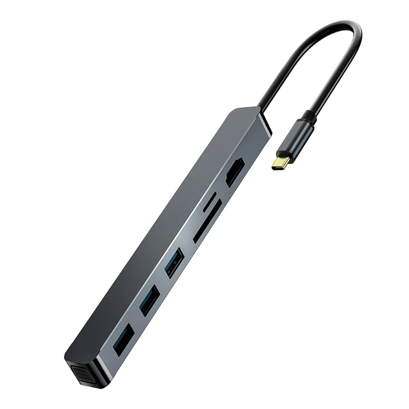 

Multi-Port Type C HUB 7 in 1 4k USB3.0 5Gbps Docking Station Adapter VGA Slot for Laptop for Windows