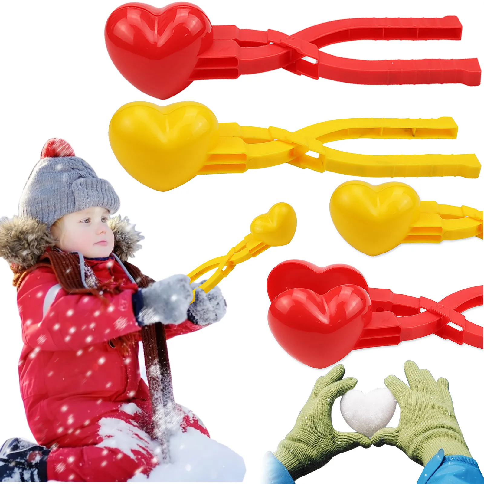 

Winter Plastic Snowball Maker Clip Heart Snowball Maker Kids Outdoor Sand Snow Ball Mold Toys Fight Clip Toy Play Snow Tool