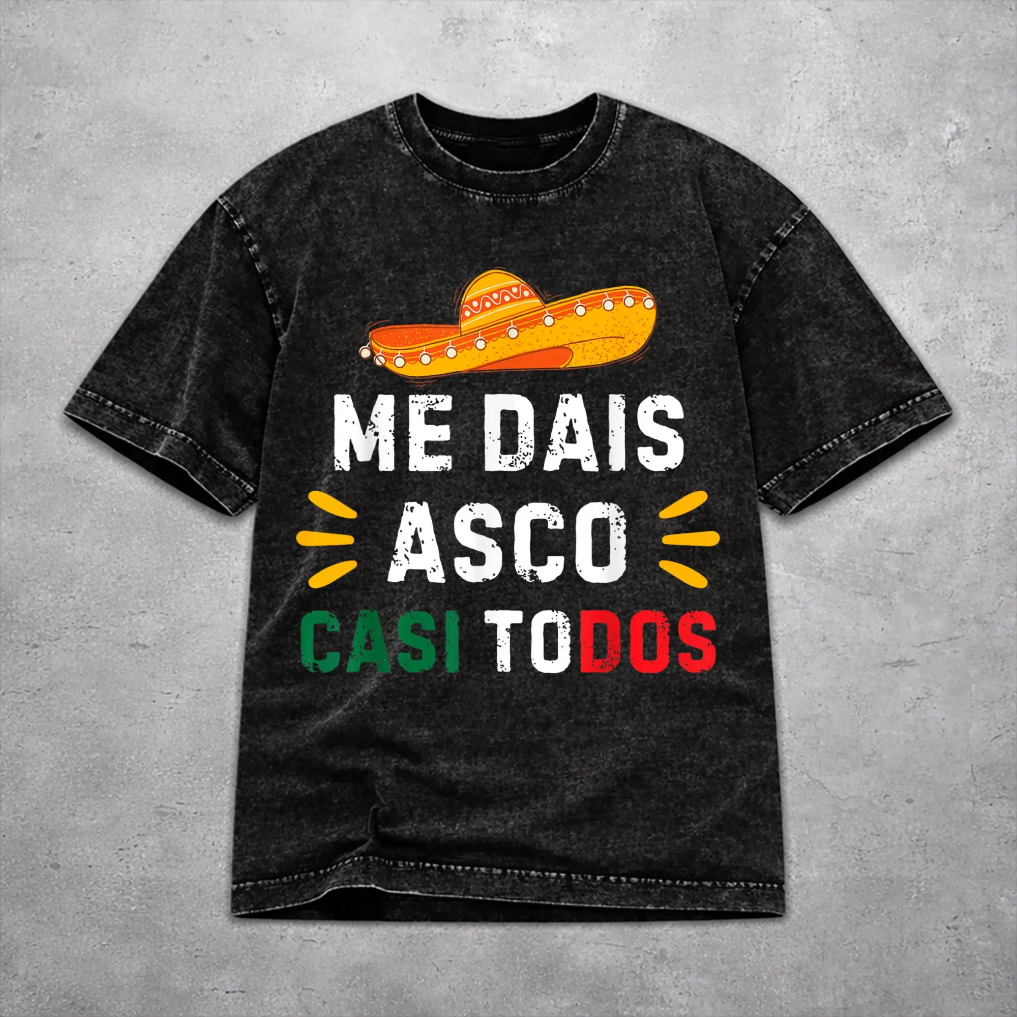 Фото Футболка Me Dais Asco Casi Todos в винтажном стиле с эффектом потертости для мужчин и женщин, хлопковые футболки-топы №1