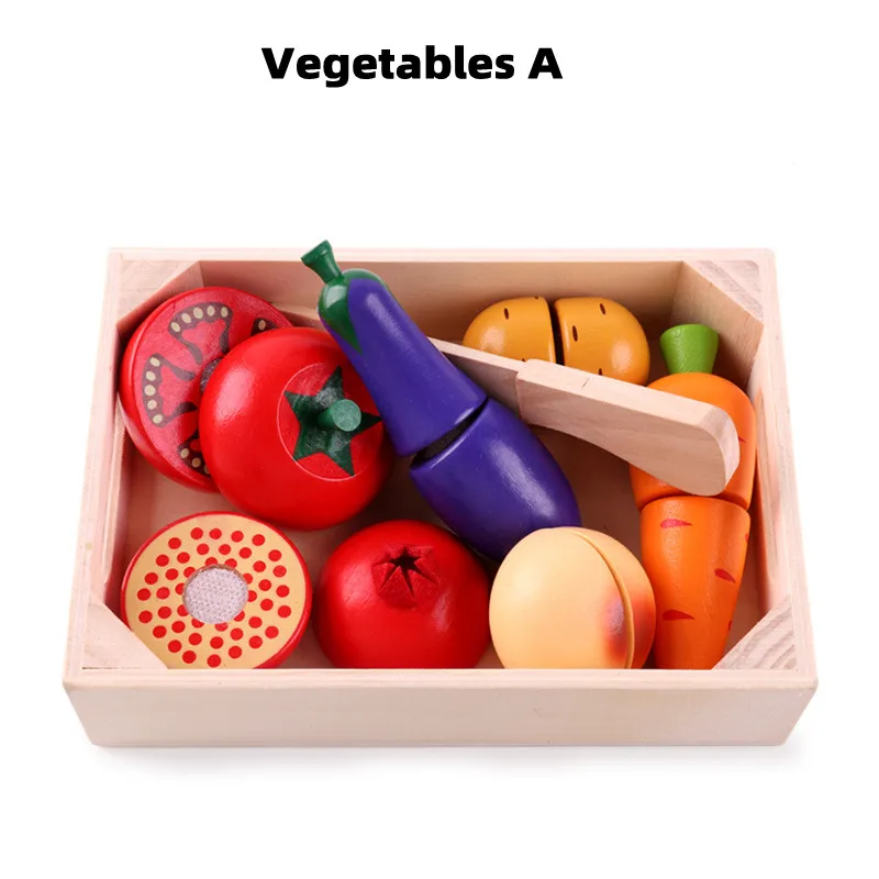 Деревянные фрукты и овощи, развивающая игрушка, фрукты и овощи Монтессори, игрушки, ролевые игры, хобби
