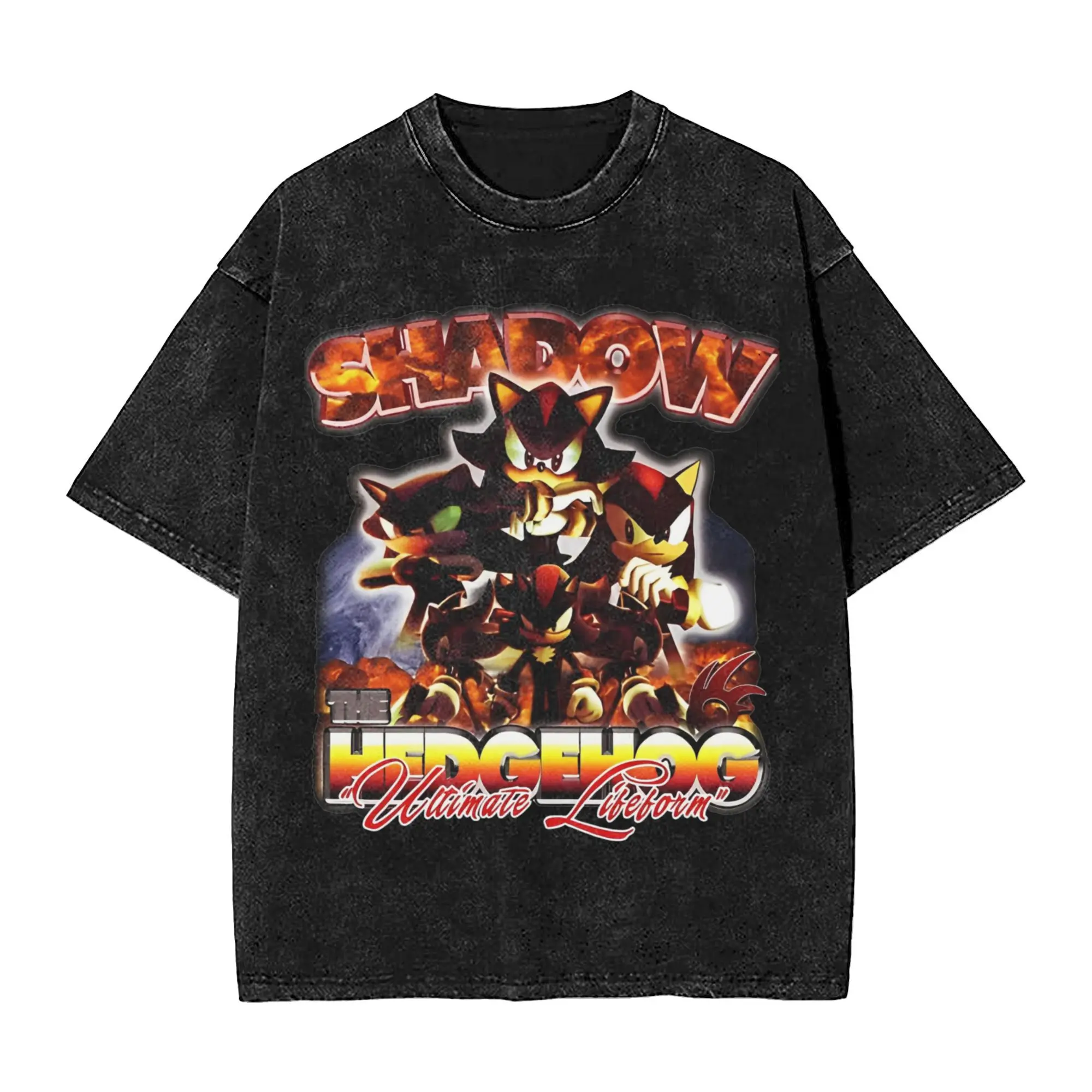 Washed T Shirts The Ultimate Lifeform T-Shirt Harajuku Shadow Hedgehog Streetwear Cotton Summer Tops Tee Shirt Men Women