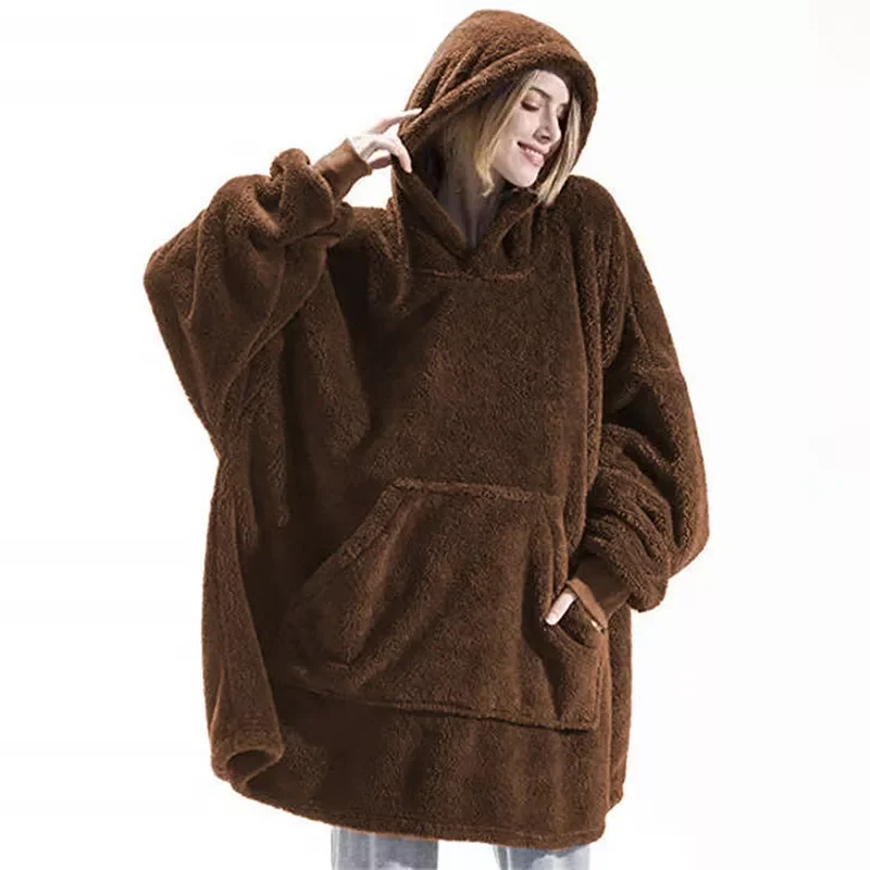 

2023 Warm thick TV Hooded Sweater Blanket Unisex Giant Pocket Adult and Children Fleece Weighted Blankets for Beds Travel home d