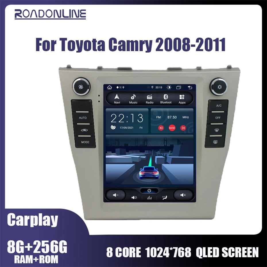 

Мультимедийный плеер в стиле Tesla, Android 10, 8 ядер, GPS-навигация для Toyota Camry 240G 200E 200G 240V 240HV 2008-2011
