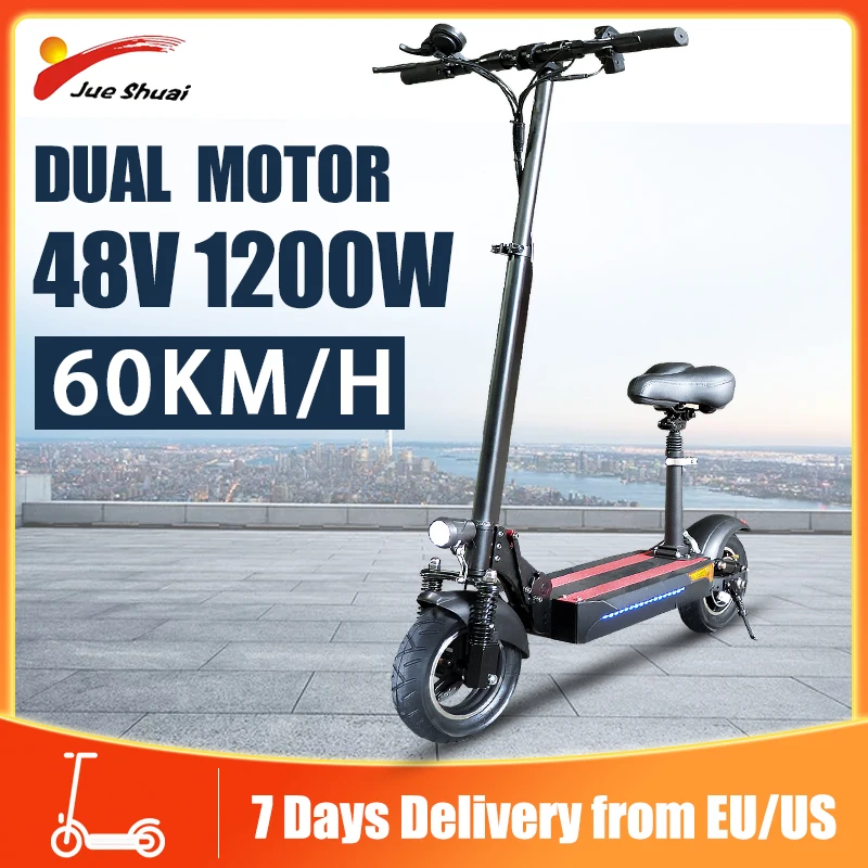 

48v Commuter Electric Scooter 1200w Motor Power Foldable Electric Scooters Adults with Seat 60KM/H Fast E Scooter EU USA Stock