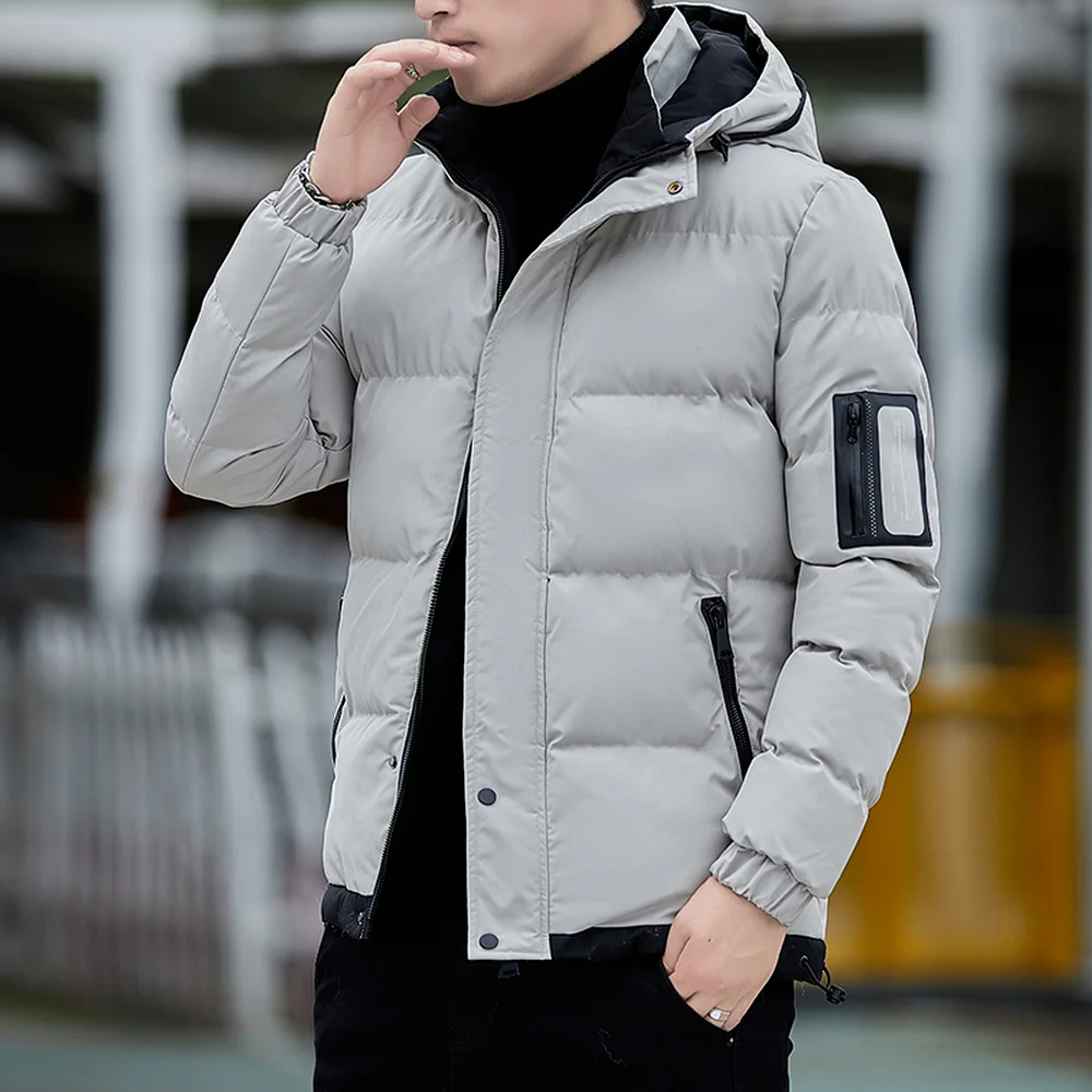 Korean Fashion Puffer Jacket Men Cotton Padded Jacket Men Fashion Clothing Streetwear Thicken Warm Hooded Coat Men Clothes