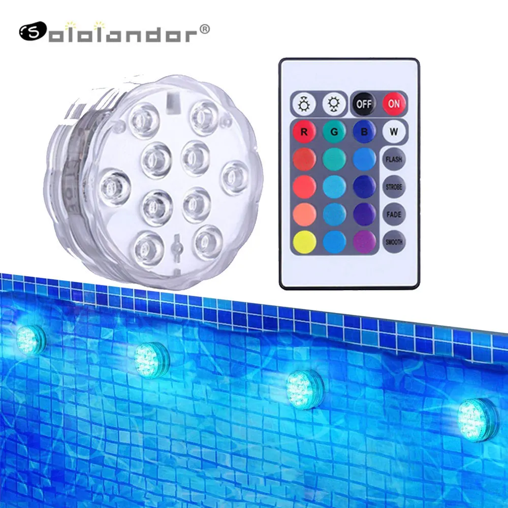 

7cm 10 Led RGB Submersible Light Battery Operated Underwater Night Lamp Outdoor Vase Bowl Garden Party Decoration Swimming Pool