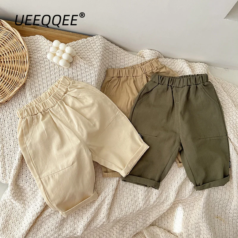 Baby Boy Girls Solid Cotton Casual Pants Infant Kids Toddler Loose Elastic Waist Long Trousers Children Outwear Clothes For 0-3Y