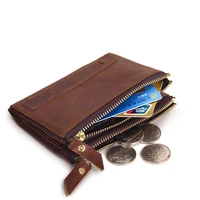 genuine leather wallet for men short card holder for man small vintage coin purse soft zipper anti theft multiple compartments