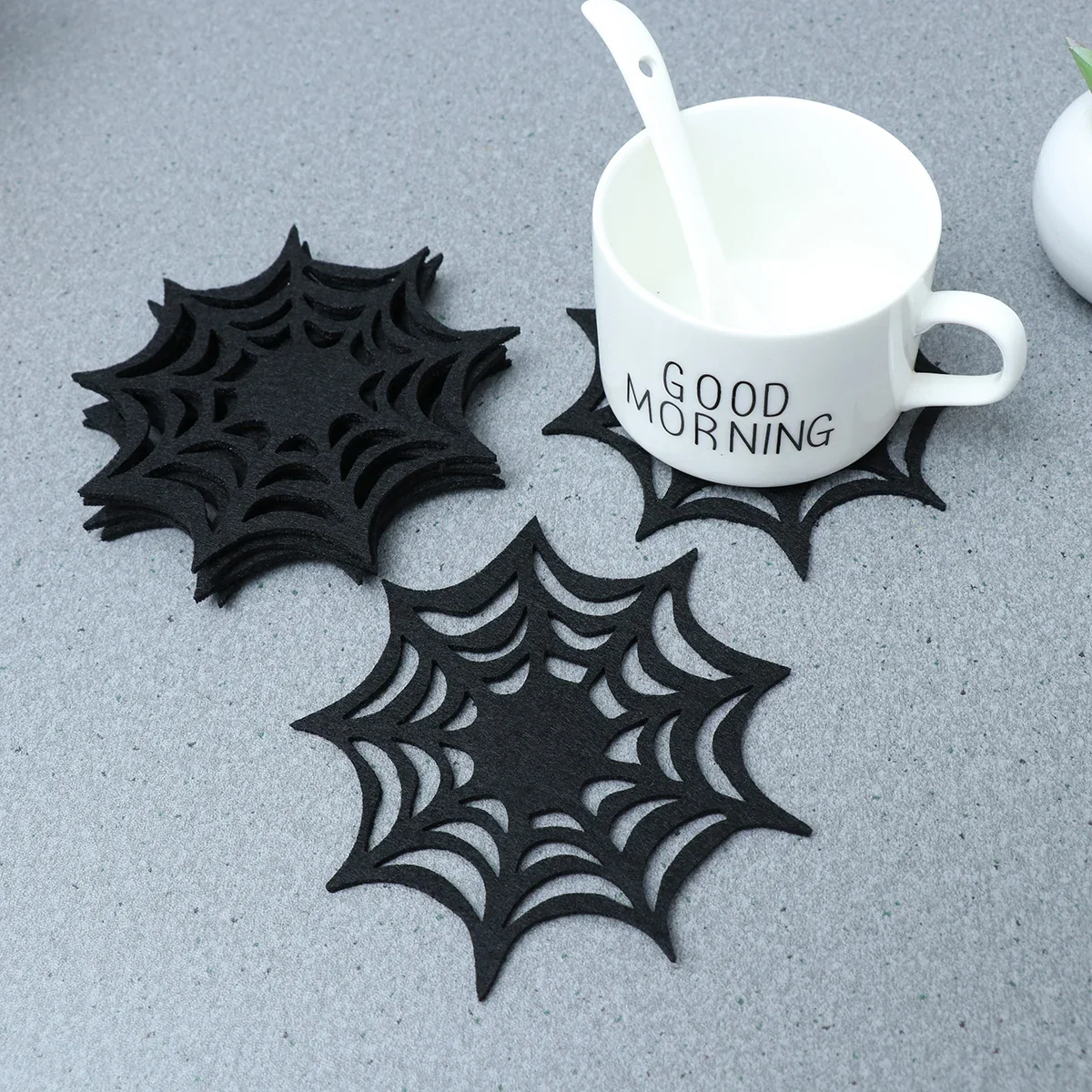 

Halloween Placemats Coasters Spider Web Table Halloweens Placemat Set Of Horror Drink Mat Doilies Supplies Decor For Black Goth