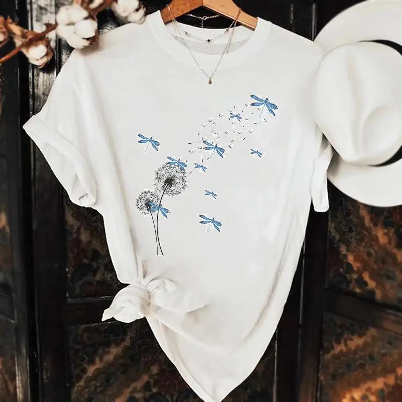 

Футболка женская летняя с коротким рукавом и графическим принтом