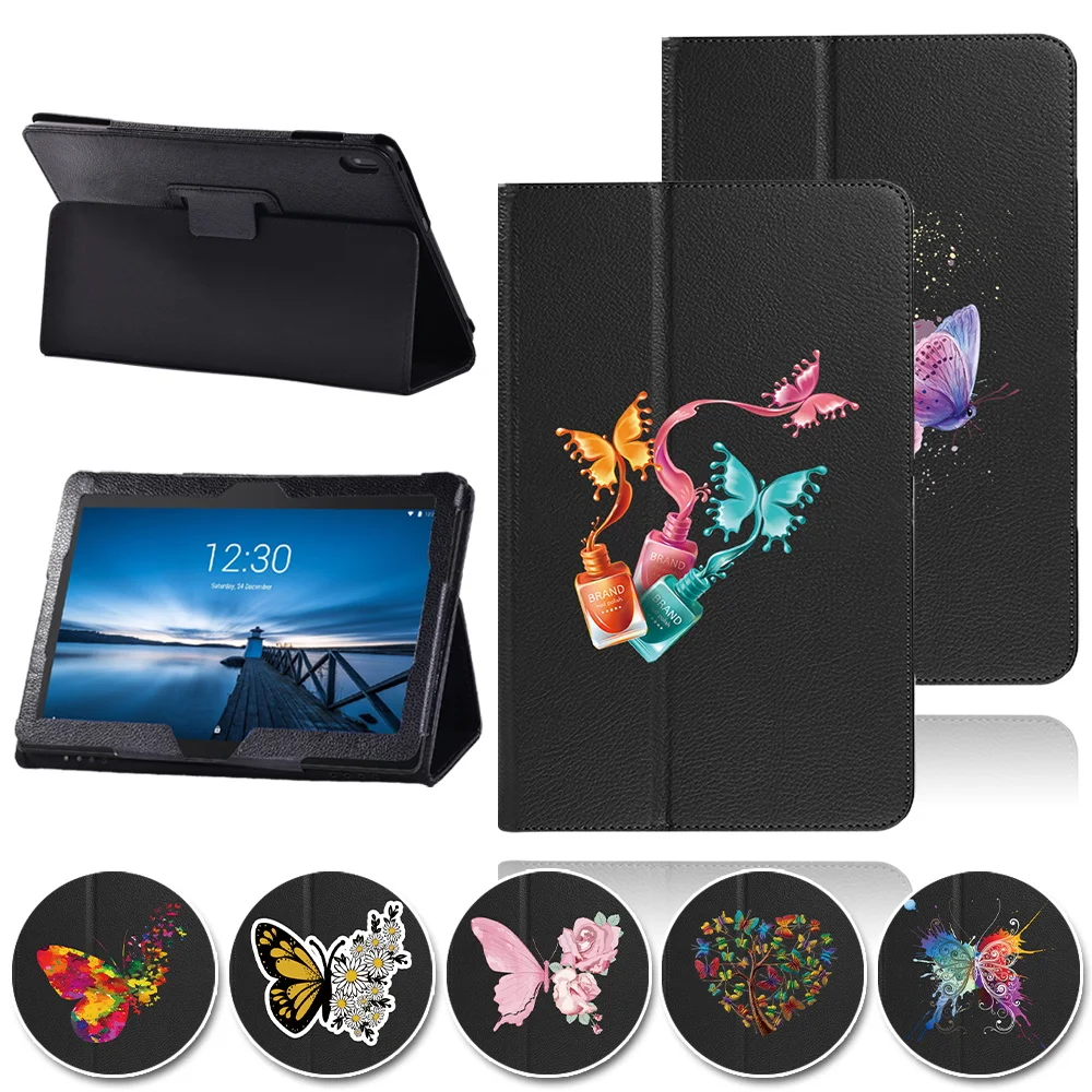

Tablet Case for Lenovo Tab E10 TB-X104F 10.1 Rear Support WaterProof Leather Folding Butterfly Print Tablets Protective Cover