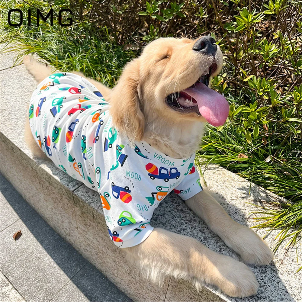 

OIMG Comfortable Big Dog Summer Wear Golden Retriever Labrador Border Collie Fashion Pet Clothes Medium Large Dogs Thin T-shirt
