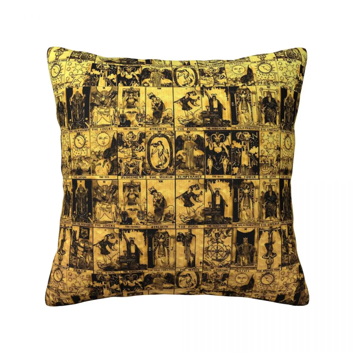 

Gold And Black Tarot Pillow Case A Major Arcana Square Polyester Pillowcase Travel Zipper Summer Cover