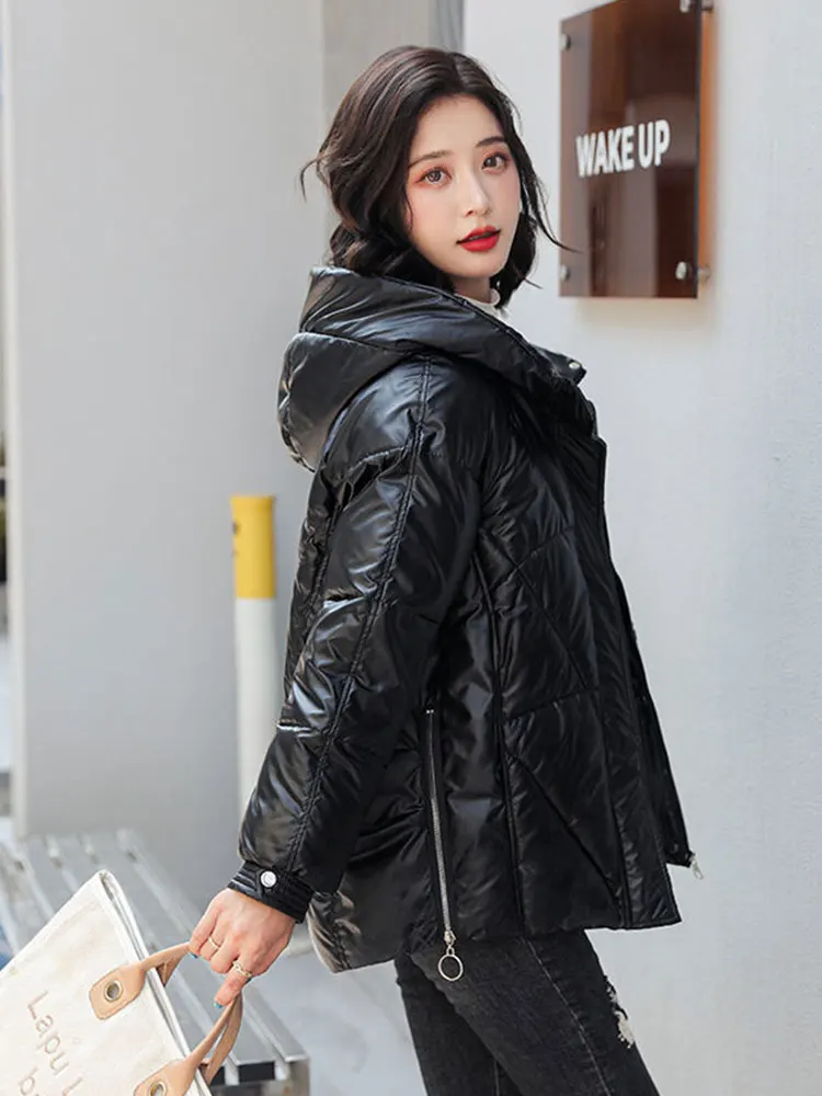 Winter Jacket 2022 New Parkas Women Fashion Coat Long Sleeve Hooded Parka Female Korean Warm Cotton Padded Solid Simple Jackets