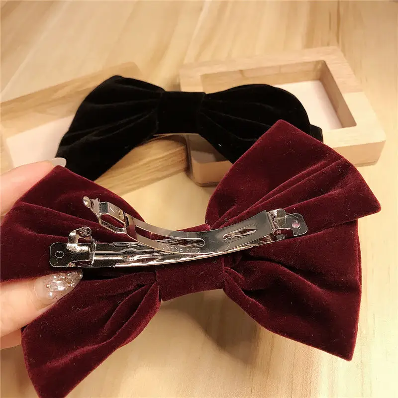 Бархатная заколка для волос с большим бантом Весенняя заколки конского хвоста