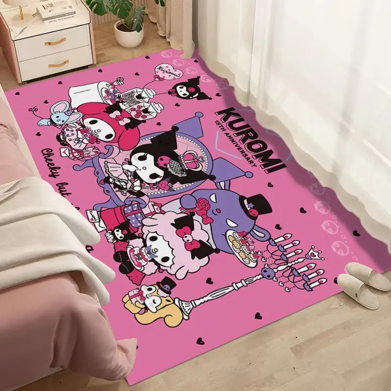 Дешево Красивый ковер Kuromi Hello Kitty и Cinnamoroll, мультяшное прикроватное одеяло, коврик Kuromi Melody для девушек, маска для лица