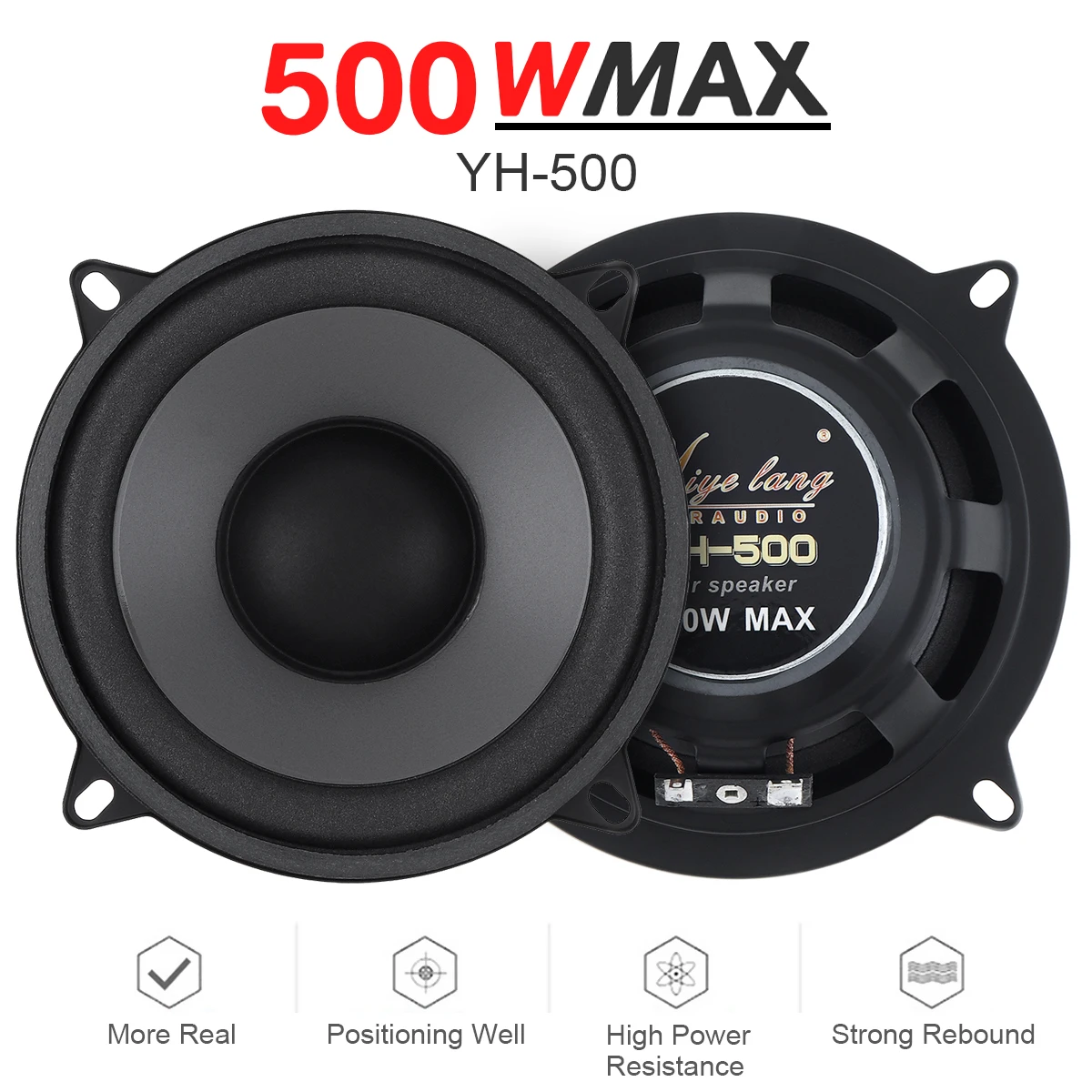 

5 Inch 500W Car HiFi Coaxial Sound Speaker 2-Way Auto Door Audio Music Stereo Full Range Frequency Automotive Speakers