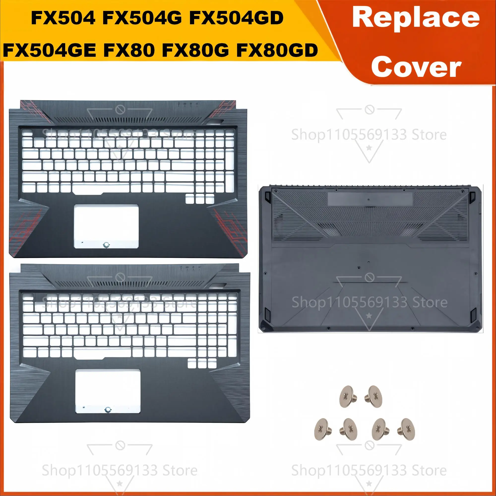 Фото Чехол-клавиатура для FX80 FX80G FX80GD FX504 FX504G FX504GD FX504GE, верхняя крышка, нижний корпус, замена, пластик. №1