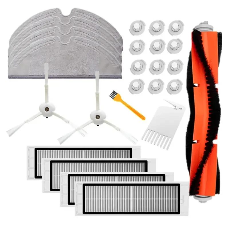 

25PCS Main Side Brush HEPA Filters Comb Cleaning Tool Mop Cloth for Roborock Vacuum Cleaner Replacements Kit