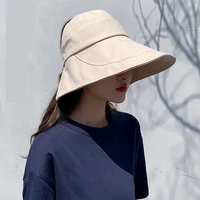 sun protection hat women ponytail visor wide brim uv protection bow beach sun hat summer hats for girls foldable gorro cap