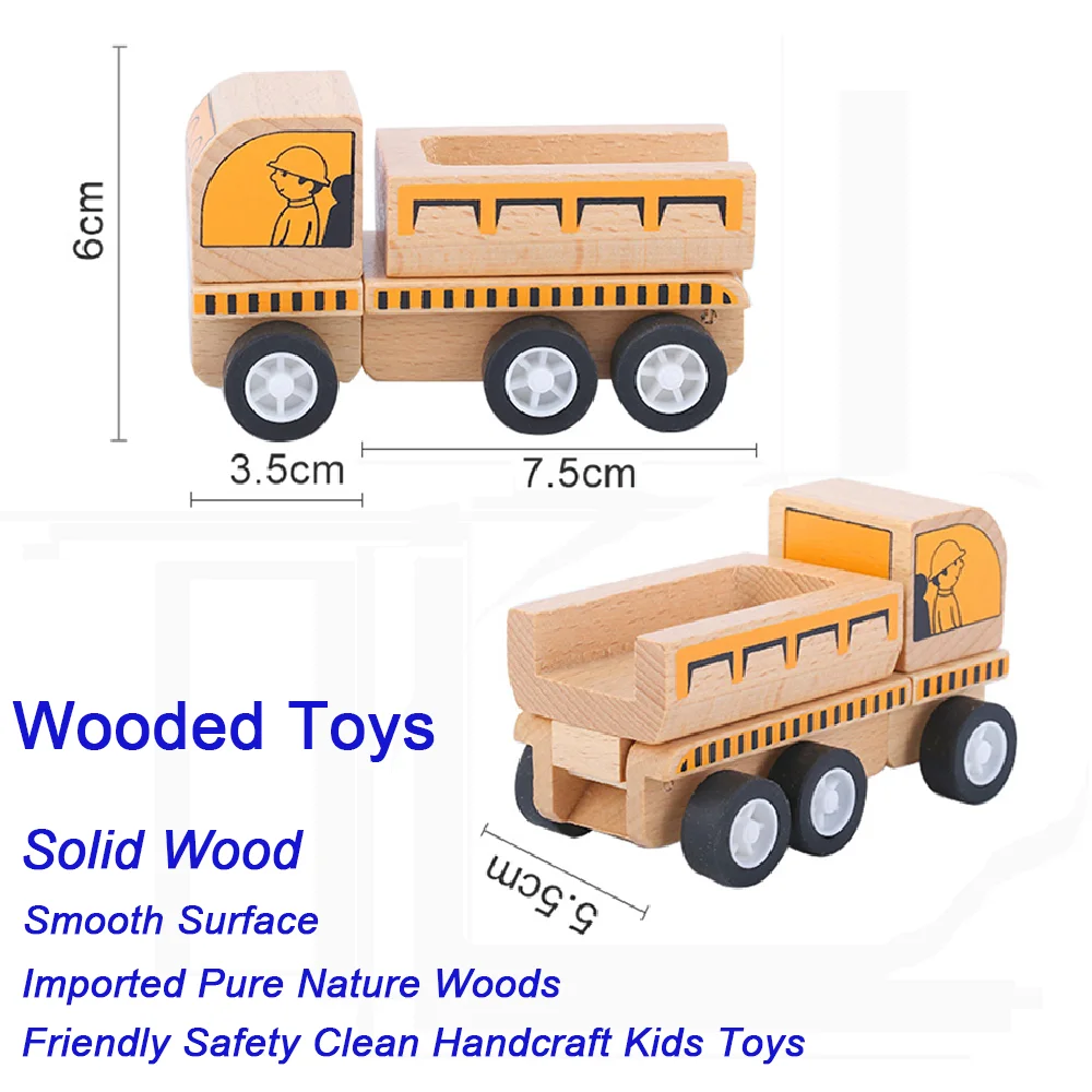 Деревянный грузовик MNTL игрушечный прицеп обучающий самосвал разгрузка модель
