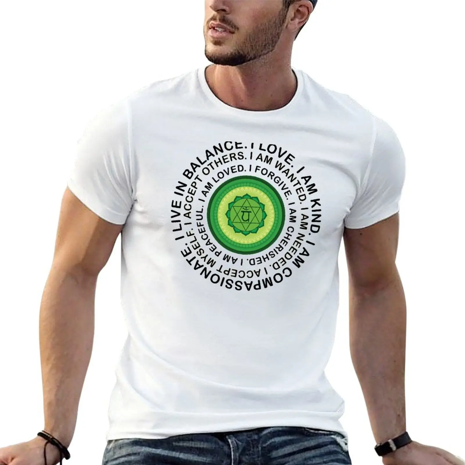 Фото Футболка Yoga Love Yogi Birthday Heart Anahata Chakra, футболки с принтами, мужская хлопковая футболка, футболка для мужчин №1