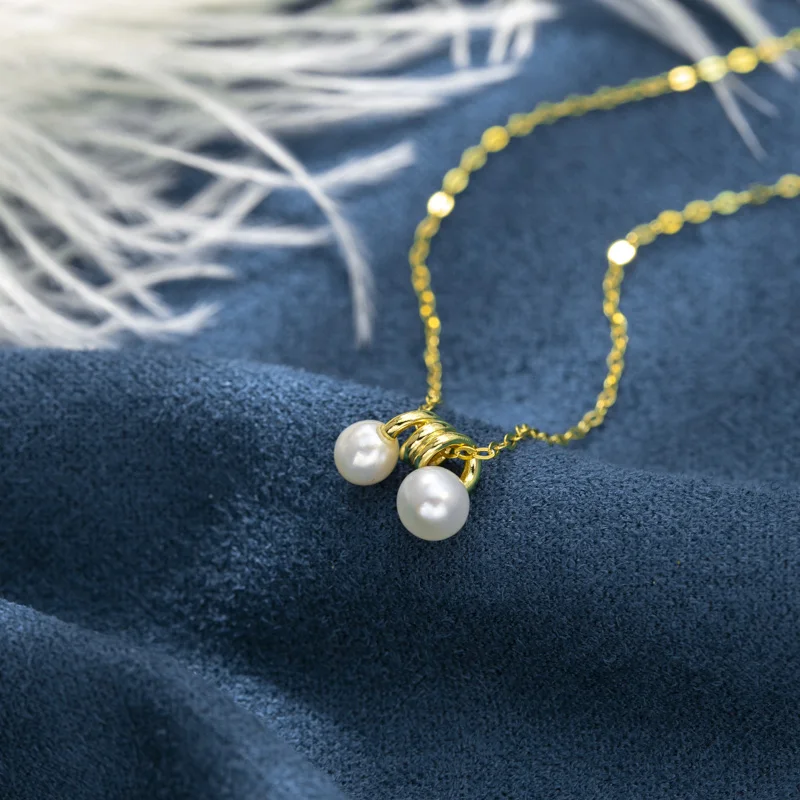 Red Bridge Pearl S925 Серебро Натуральный водный жемчуг Весенняя серия Ожерелье с