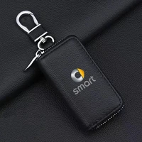 for smart 451 451 fortwo forfour leather zipper car key cover storage case shell wallet keychain protector car accessories