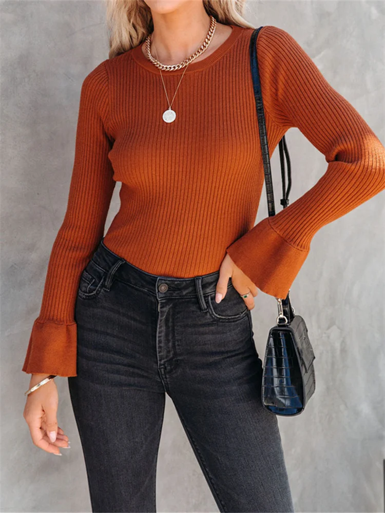 

Футболка женская трикотажная с круглым вырезом и длинным рукавом