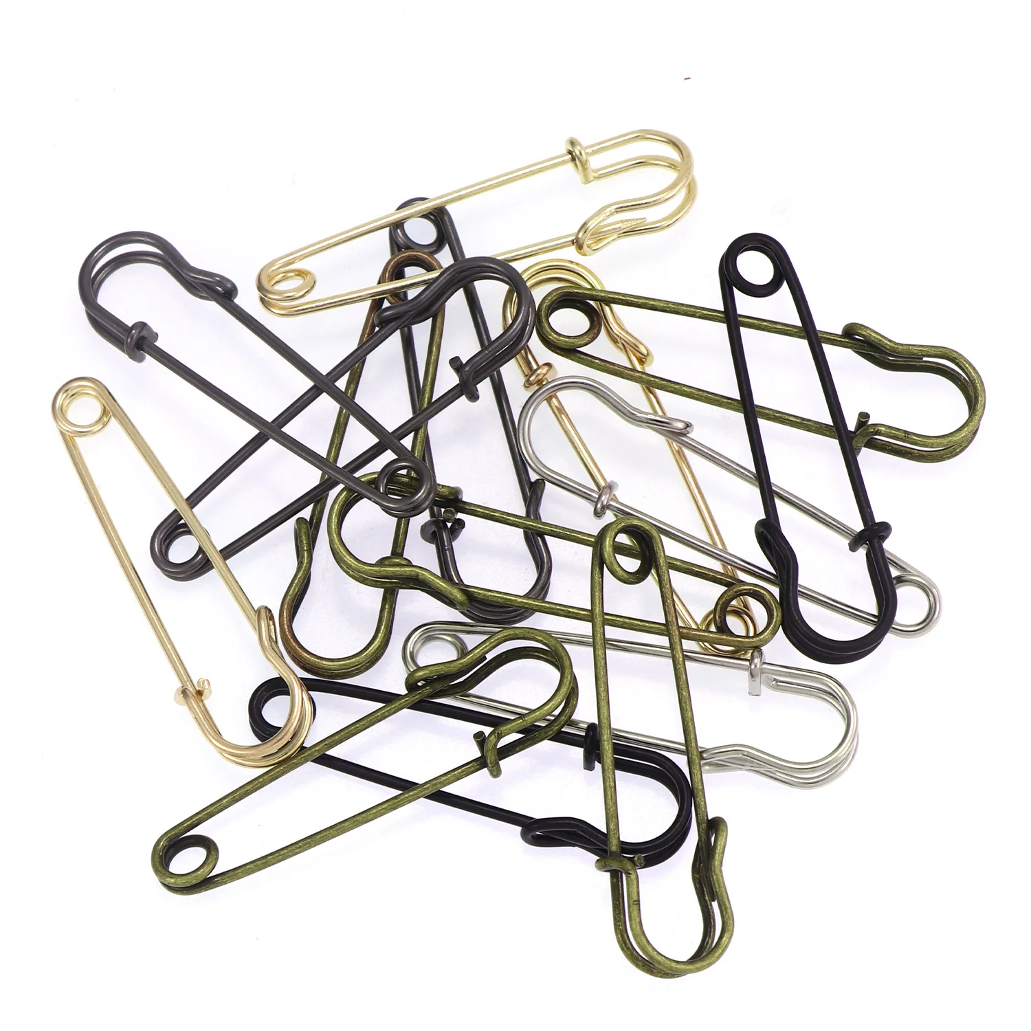 20Pcs 50mm Metal Safety Pins Silver/Gold/Black Large Pin DIY Craft Sewing Tools Wedding Brooch Apparel Accessories - купить по