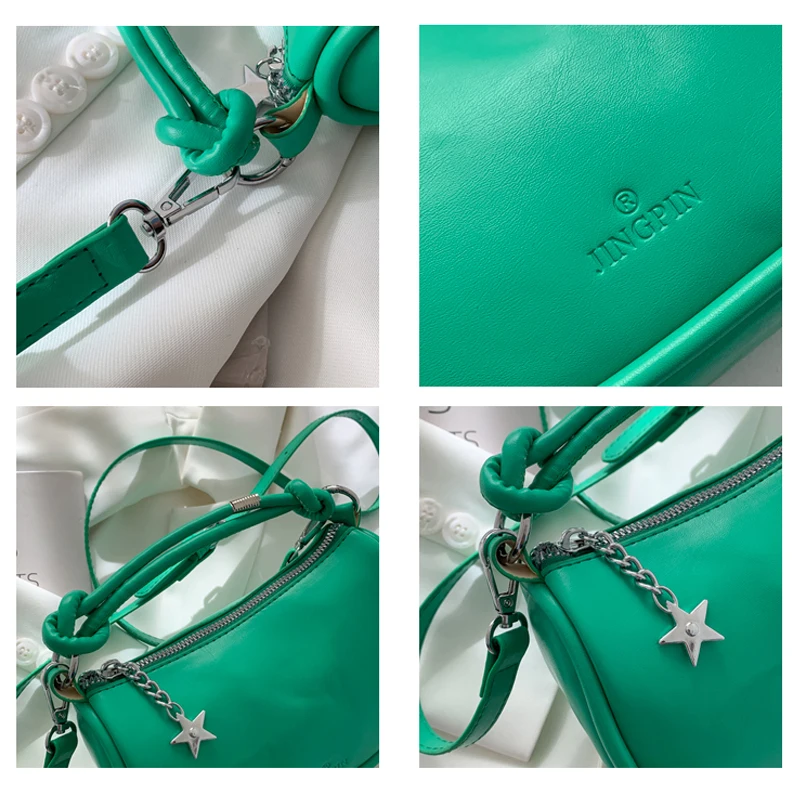 Half Moon Women's Bag 2022 Trend PU Leather Crossbody Shoulder Bag Solid Luxury Designer Handbag Rope Handle Tote Shoppers Bags