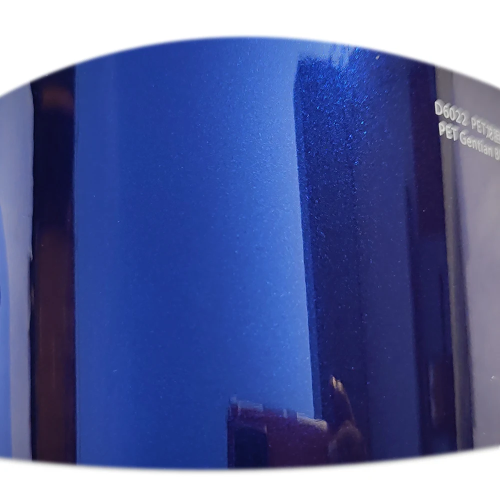 

PET Backing Carbon Fiber Weave Glossy Metallic Vinyl Protective Plastic Film For Cars Gentian Blue