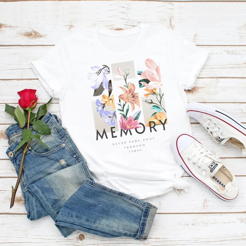 

Summer Women's Floral T Shirt Print Women Short Sleeve Loose T Shirt Graphic T Shirt Top Women Fashion