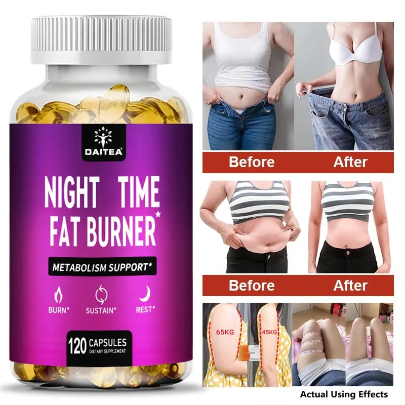 

Night Time Fat Burner - Carb Blocker, Metabolism Booster, Appetite Suppressant &Weight Loss Diet Pill for Men&Women-120 Capsules