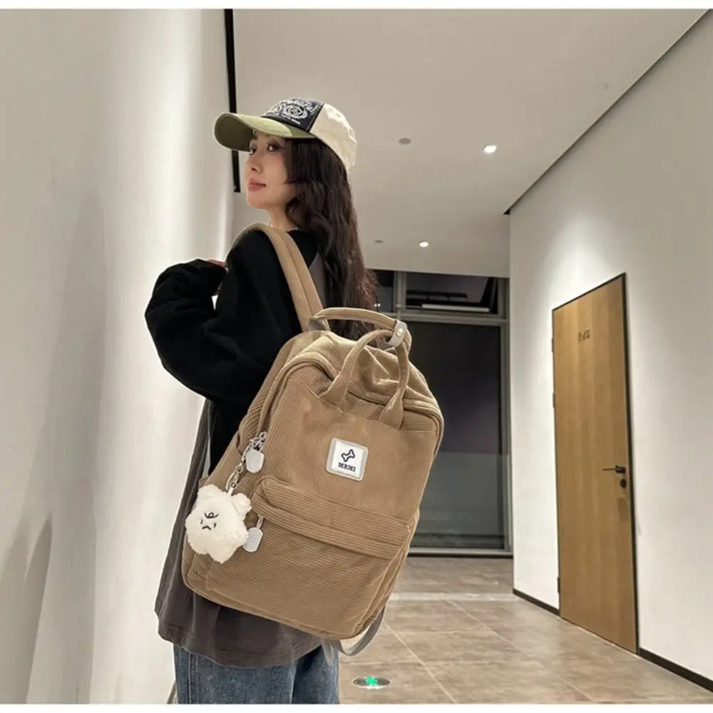 Ins модный студенческий рюкзак простая вельветовая школьная сумка в полоску с