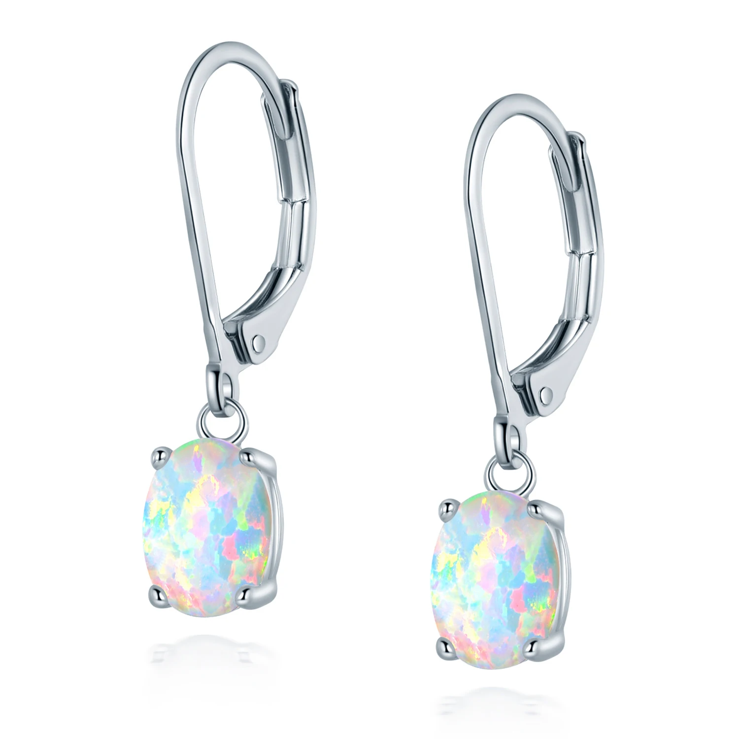 

GEMSME Long Dangle Earrings Opal Geometric Drop Earring For Women 18K White Gold Plated Jewelry Gift 2 Color