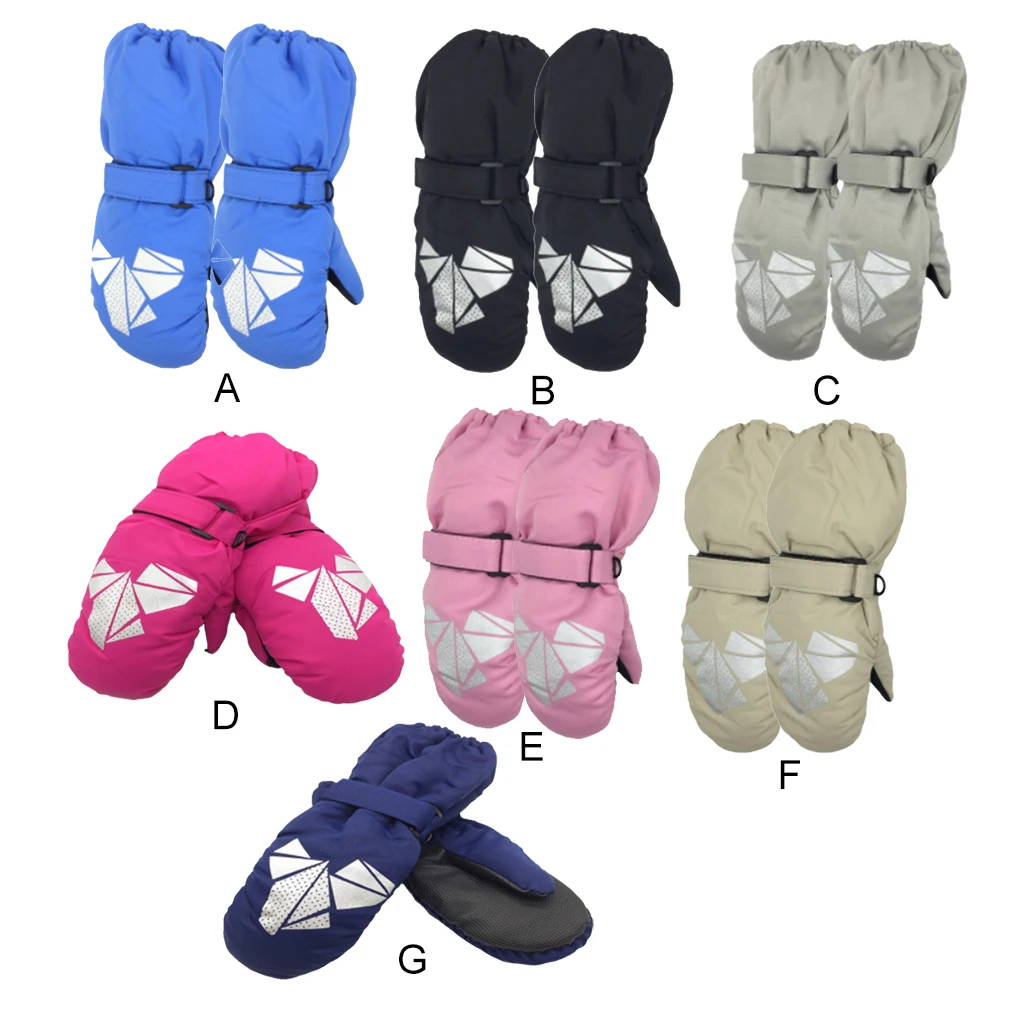 

1 Pair Kids Waterproof Mittens Warm Gloves Geometry Style Sports Gear Gifts Elastic Design Comfortable Thicken blue