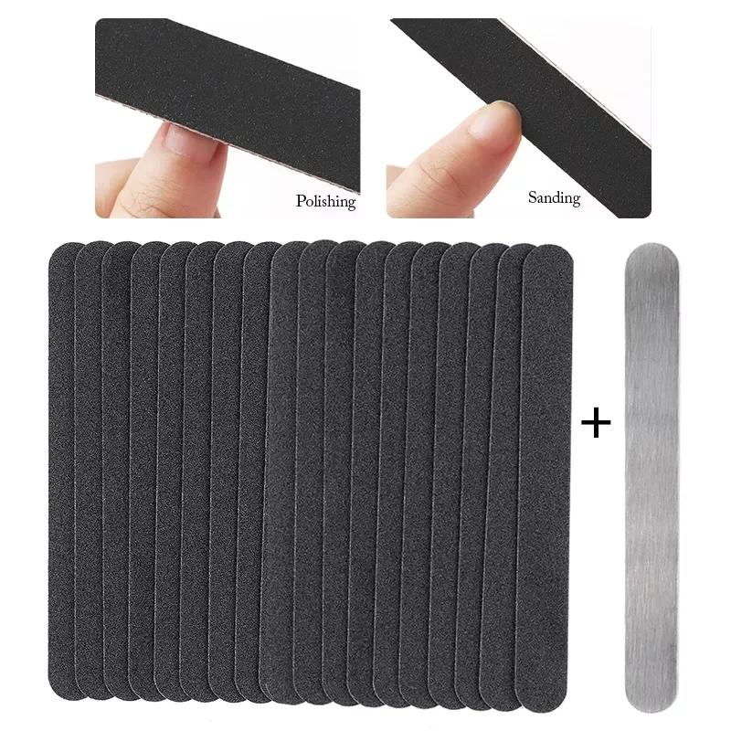 

Straight Replacement Nail File SandPaper Pads With Metal Handle Grey /Black Buffer Strips 100/180/240 Remove
