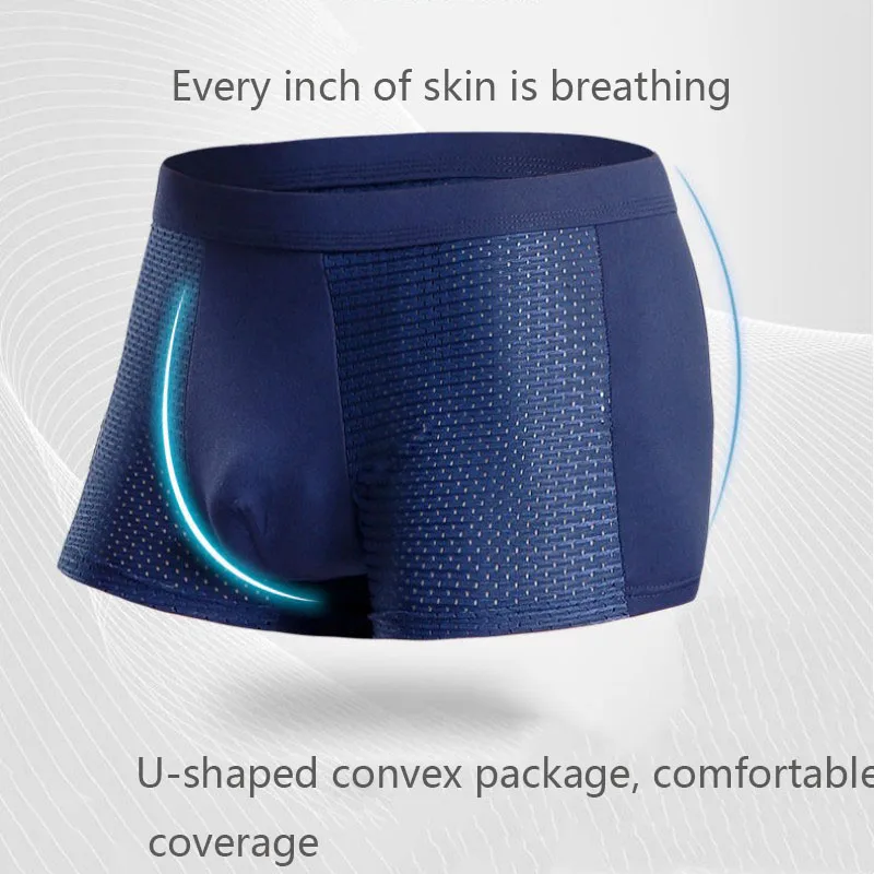 Men Boxers Men's Underwear Antibacterial Underpants Ice Silk Glamour Men Boxer Comfortable Shorts Breathable Elastic Boxers