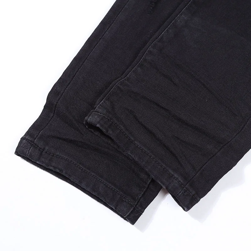 Fashion Brand Men's Jeans Streetwear Stretch Slim Fit Skinny Denim Ripped Blue Patch Pants Hip Hop Harajuku Male Pencil Trousers