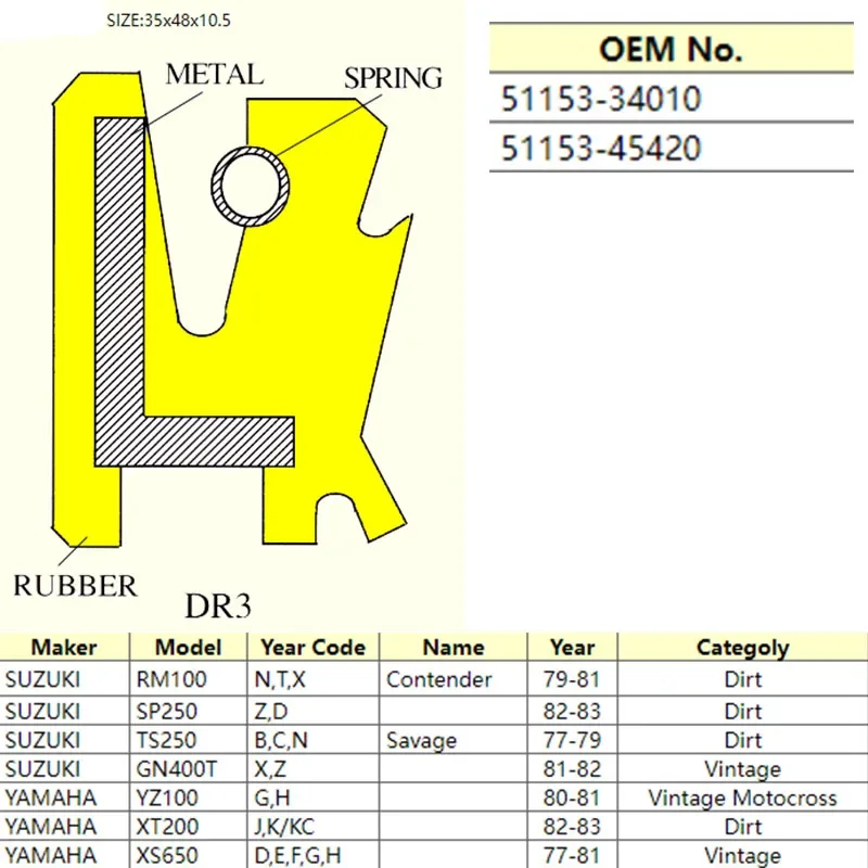 35 48 10 5 детали мотоцикла сальник передней вилки для SUZUKI RM100 79-81 SP250 82-83 TS250 77-79 GN400T 81-82