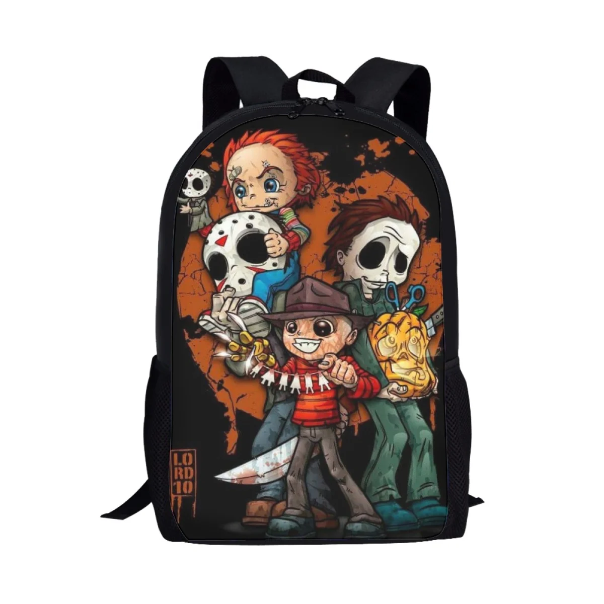 

3D Horror Anime Cartoon Backpack Adjustable Polyester Fabric Reduce Burden Schoolbag Side Pocket Large Capacity Kids Satchel