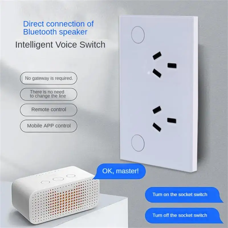 

Wear-resistant And Non-slip Double Plug Zero Fire Wire App Graffiti/smart Life Control Smart Home 15a Glass Panel Socket