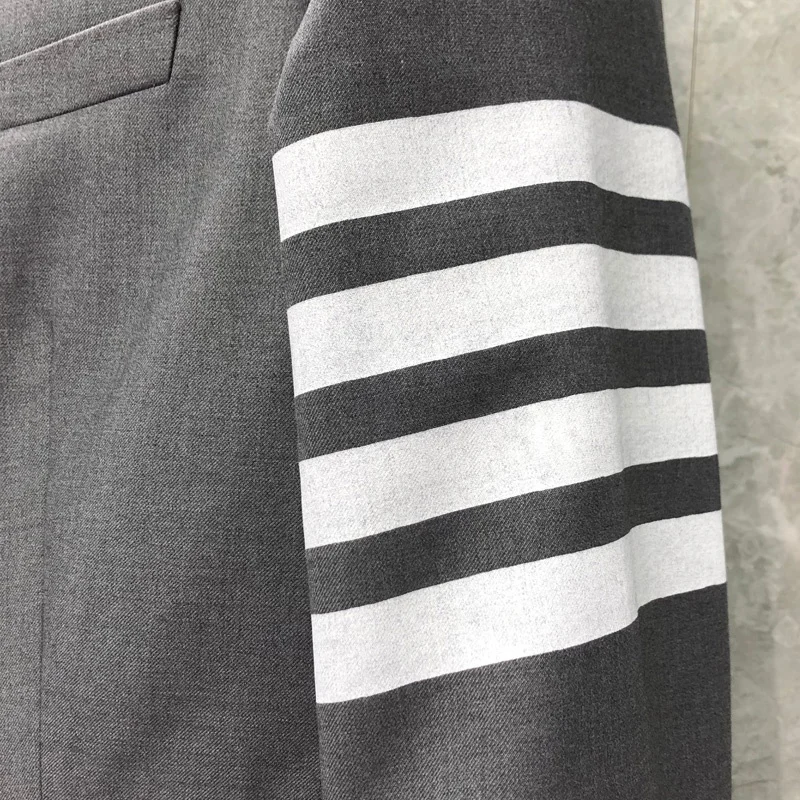 THOM Autunm Winter Women's Jackets Fashion Brand Blazers Coats Classic White 4-Bar Stripes Formal Business Gray TB Suit