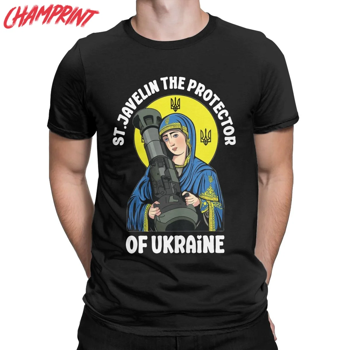 

Men's T-Shirts St Javelin The Protector Of Ukraine Humor Cotton Tee Shirt Short Sleeve T Shirts Round Neck Tops New Arrival