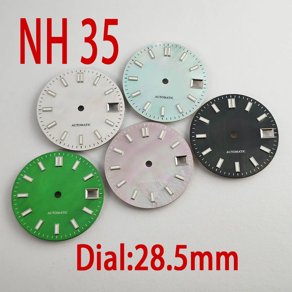 Часы NH35 циферблат 28 5 мм зеленый светящийся в темноте для автоматический